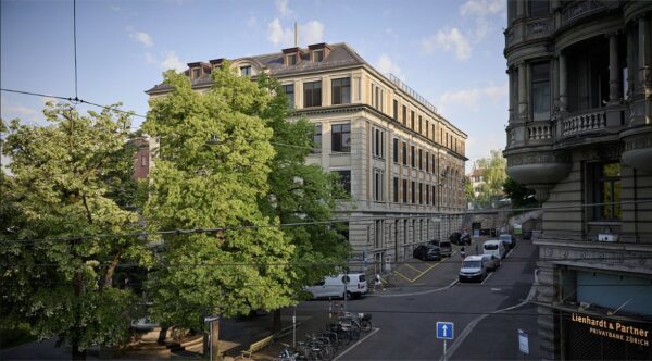 Plakatsujet : Waldmannstrasse 9 beim Bellevue: Primarschule und Sekundarstufe der Freien Schule Zürich.