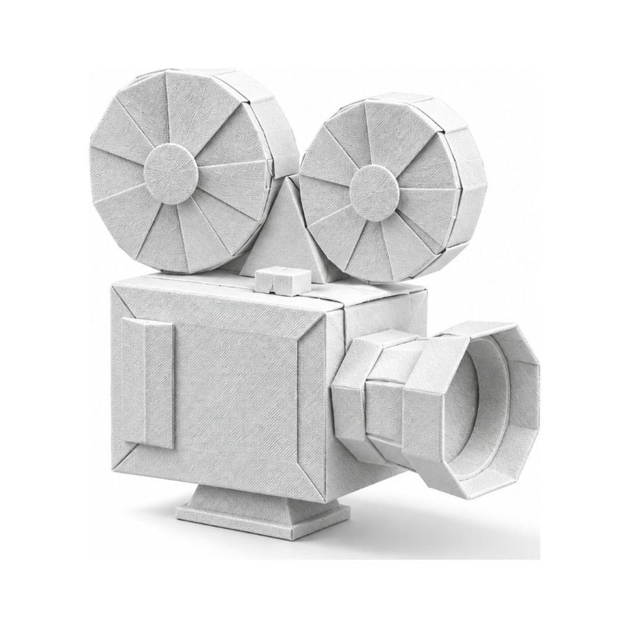 Origami-Kamera aus weissem Papier als Symbol für Video und Livestream