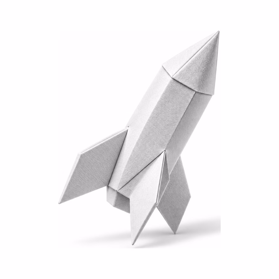 Origami-Rakete als Symbol für Launch und Betrieb einer Verbandswebsite